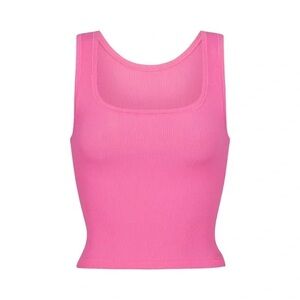 SKIMS Pink Ribbed Cropped Tank Top